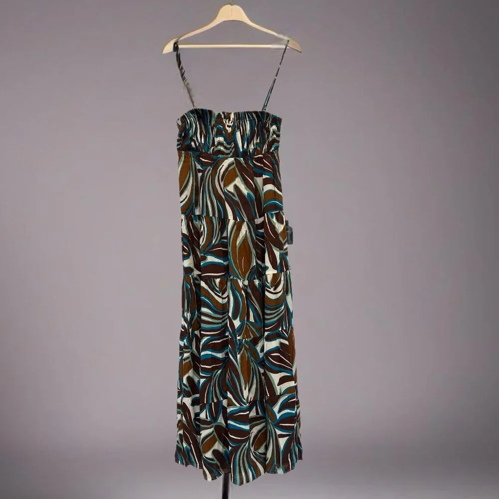 NWT Anthropologie Strapless Tiered Cotton Midi Dress - Picture 6 of 6